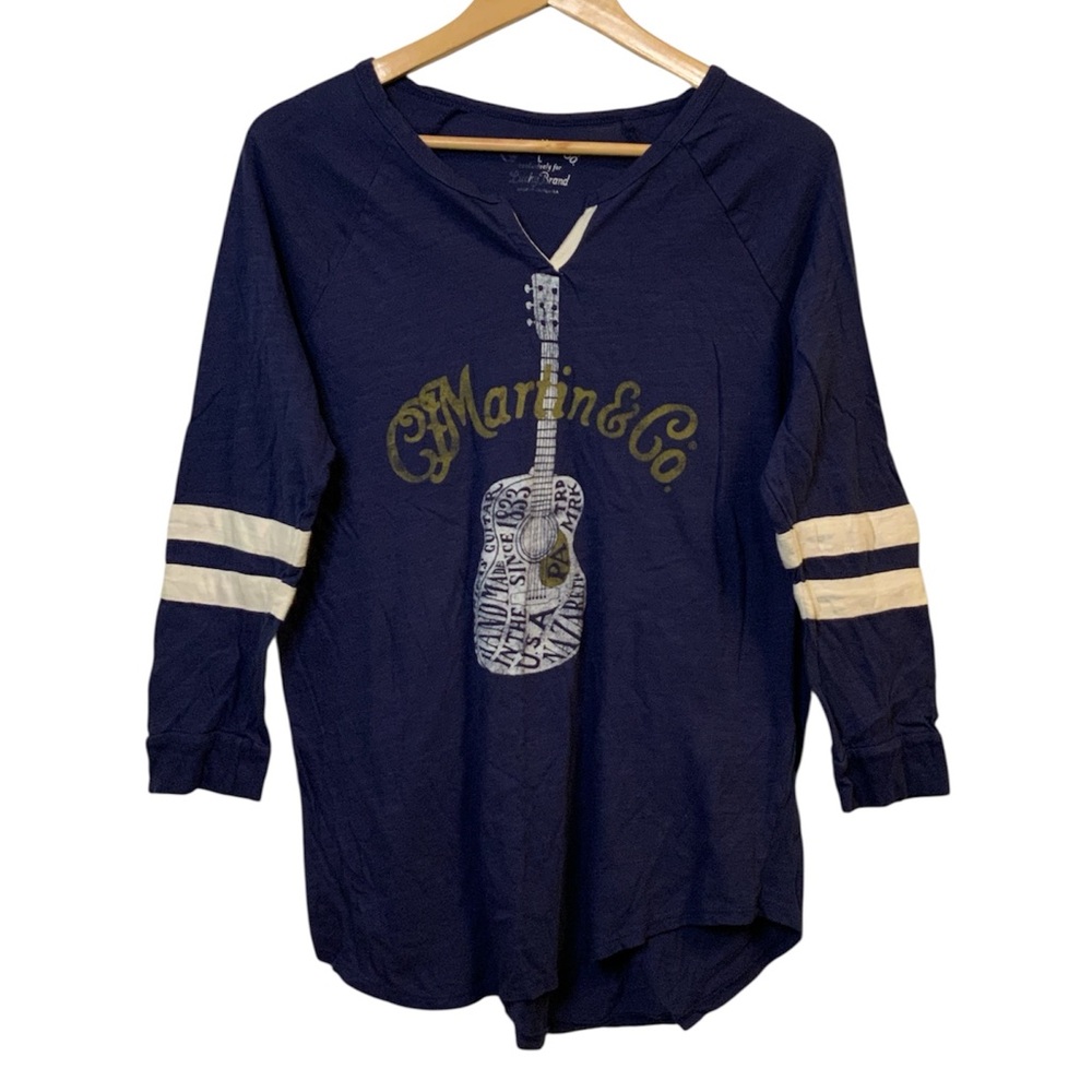 Lucky Brand Martin & Co Guitar Graphic Tee Navy Size L